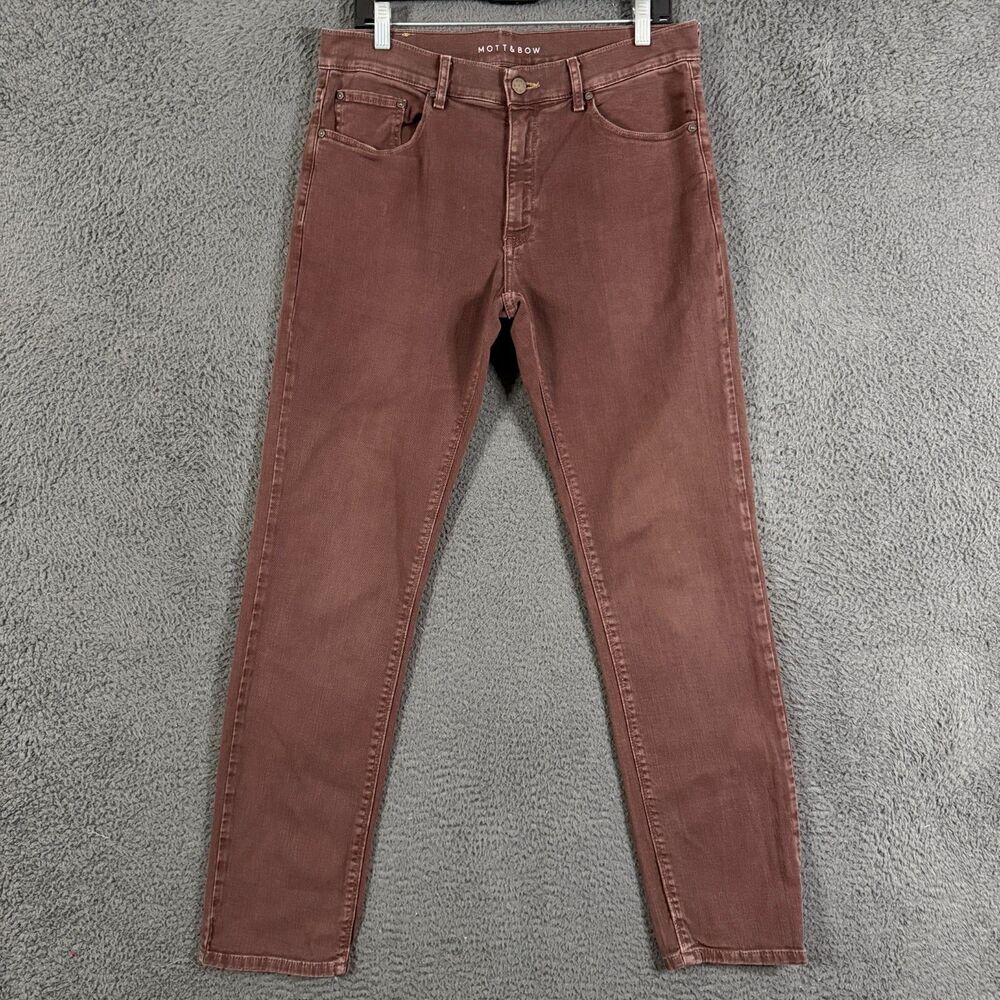 Mott & Bow Jeans Mens 33x32 Brown Slim Fit Stretch Denim Pants Casual